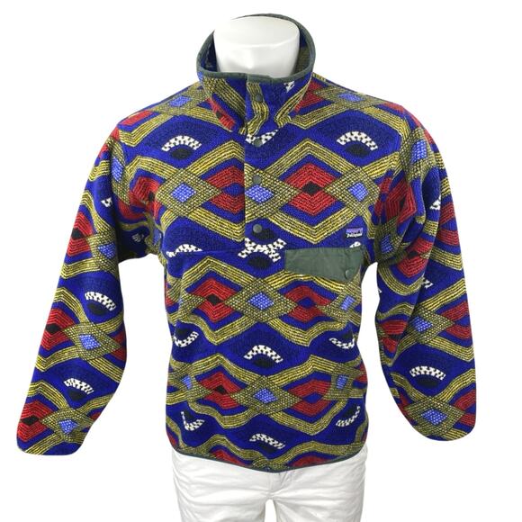 Patagonia Synchilla Snap-T Women's Multicolor Aztec Long Sleeve Sweater Top XS - Picture 1 of 4